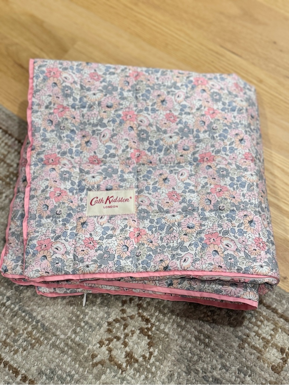 1 Quilted Cath Kidston Euro Pillow Sham Floral Rose Bouquet Shabby Chic 24"